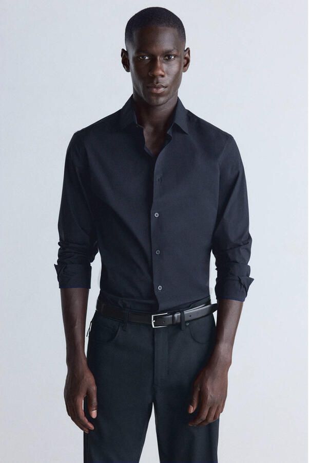 Mango Man slim fit zakelijk overhemd marine