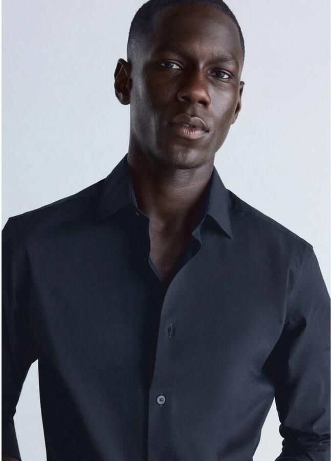 Mango Man slim fit zakelijk overhemd marine - Foto 2