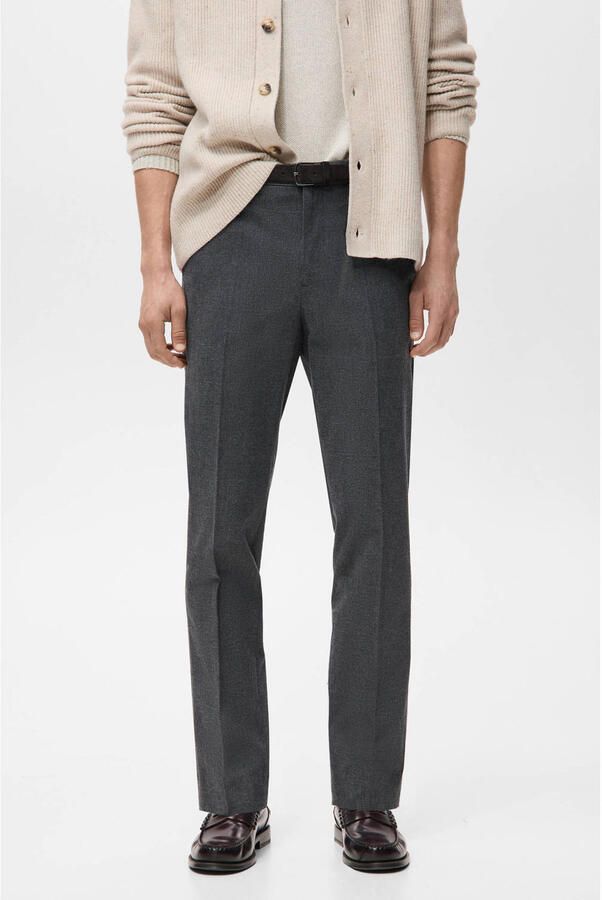 Mango Man slim geruite chino grijs
