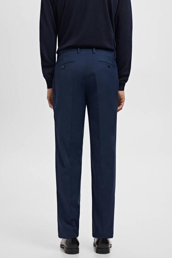 Mango Man slim geruite pantalon donkerblauw - Foto 3
