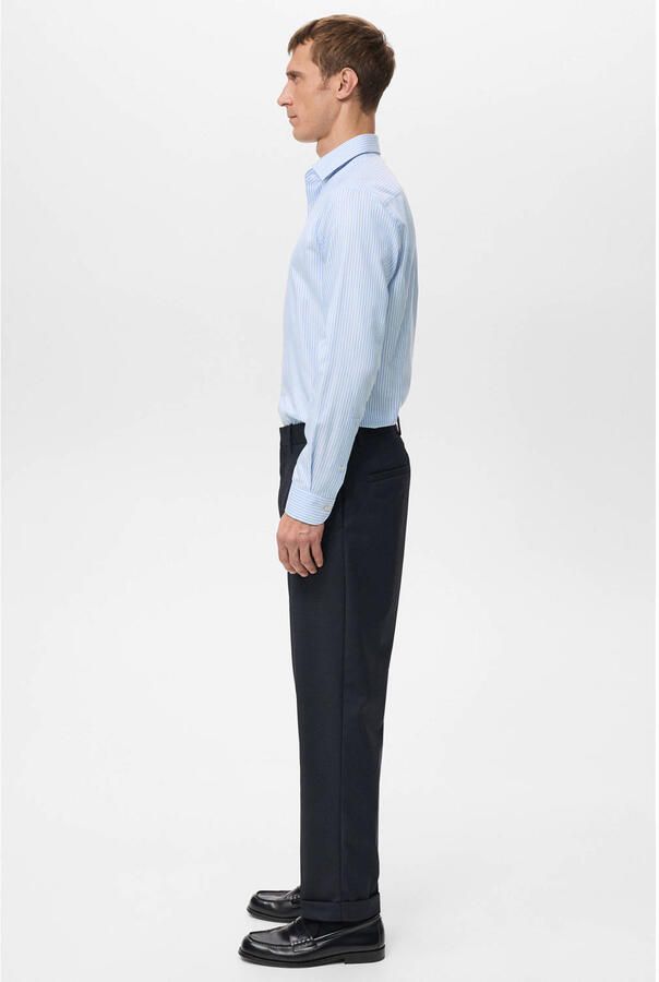 Mango Man Slim gestreepte casual overhemd lichtblauw - Foto 2