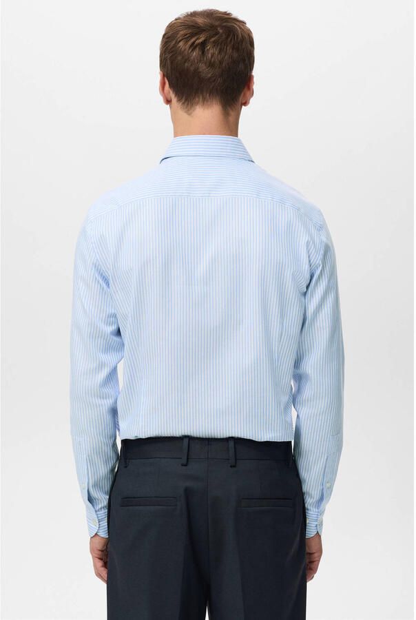 Mango Man Slim gestreepte casual overhemd lichtblauw - Foto 3