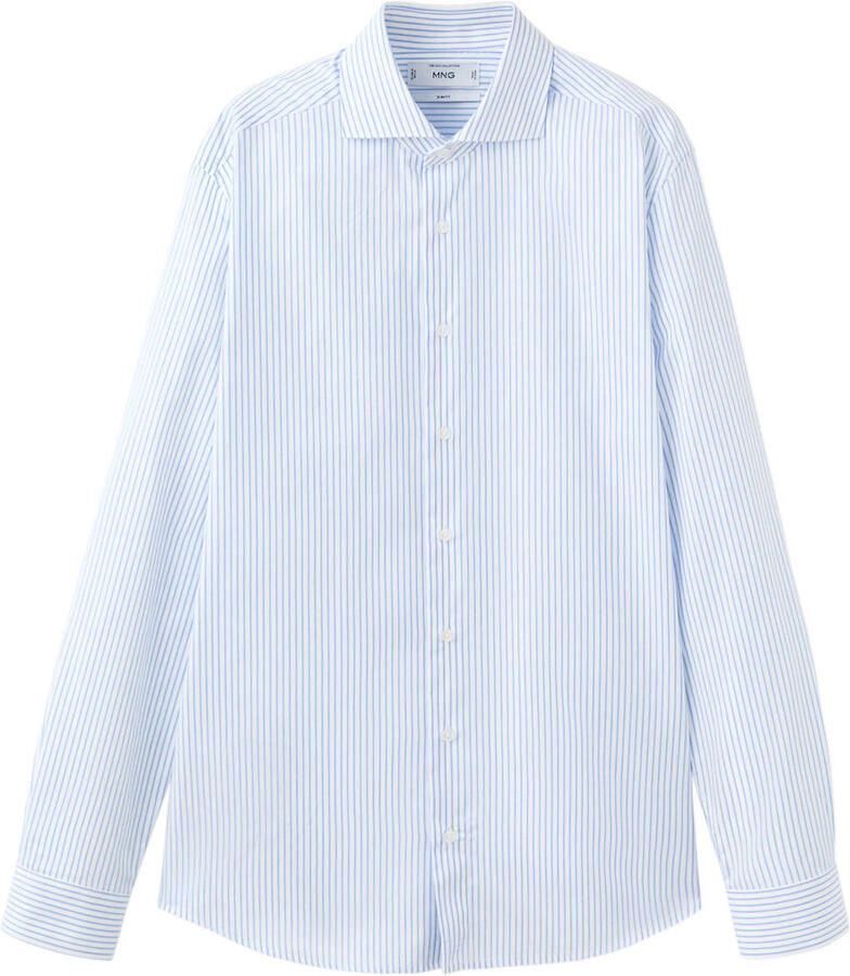 Mango Man Slim gestreepte casual overhemd lichtblauw