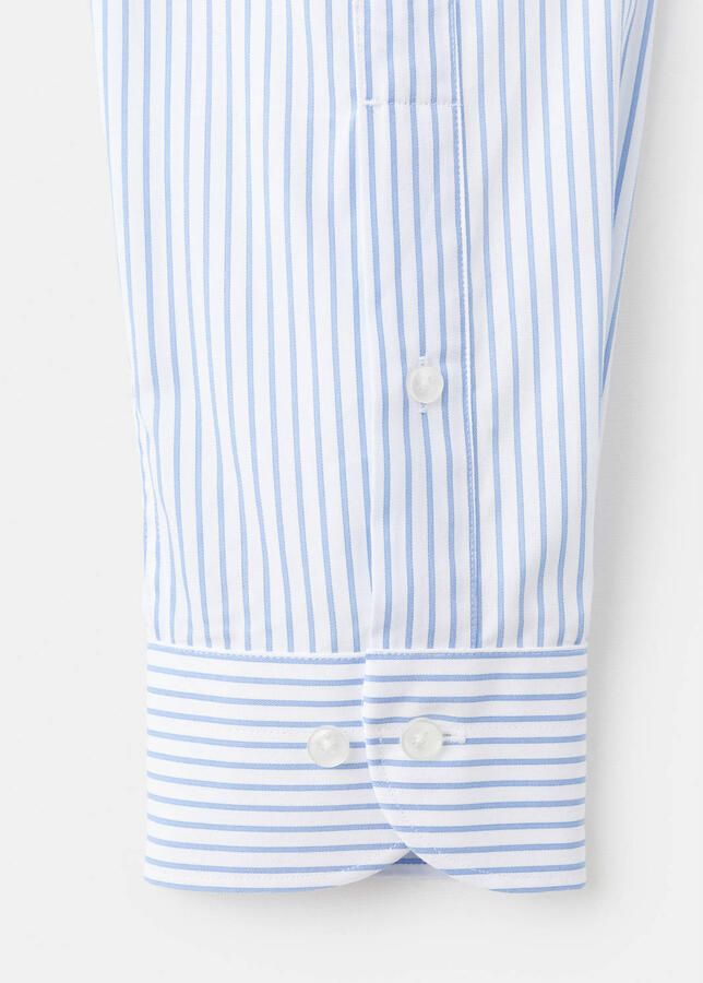 Mango Man Slim gestreepte casual overhemd lichtblauw - Foto 3