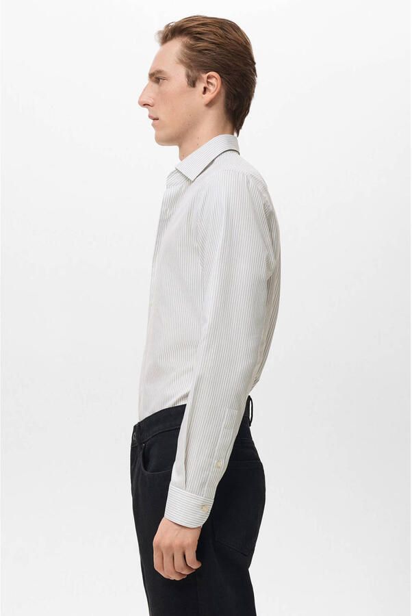 Mango Man Slim gestreepte casual overhemd lichtgrijs - Foto 2