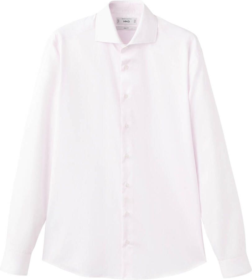 Mango Man Slim gestreepte casual overhemd roze