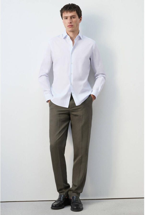 Mango Man slim gestreepte casual overhemd wit - Foto 3