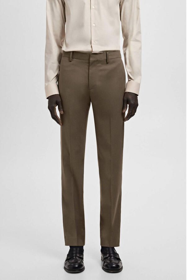 Mango Man slim pantalon bruin
