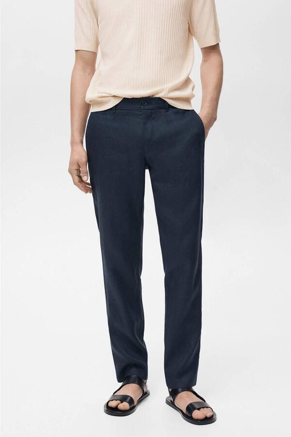 Mango Man slim pantalon donkerblauw