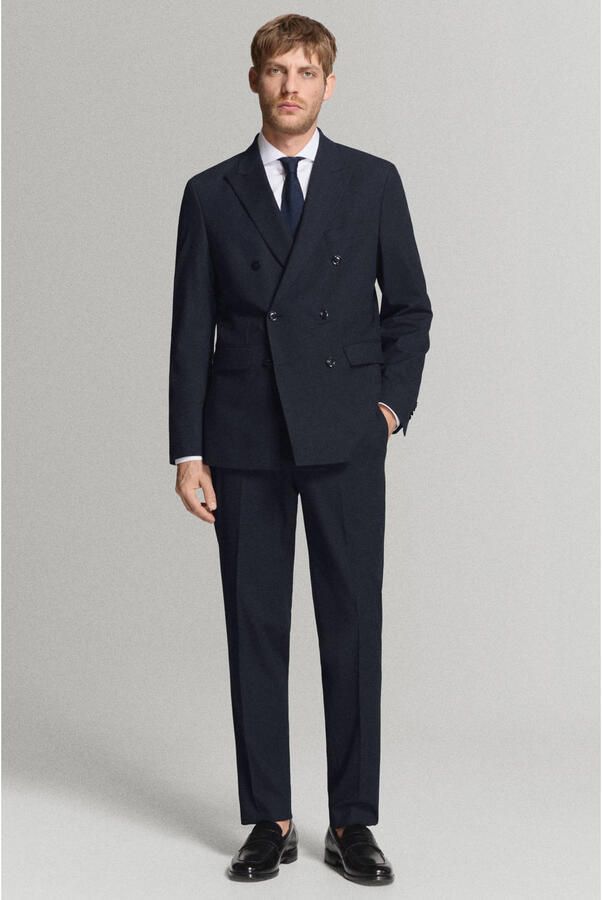 Mango Man slim pantalon donkerblauw - Foto 3