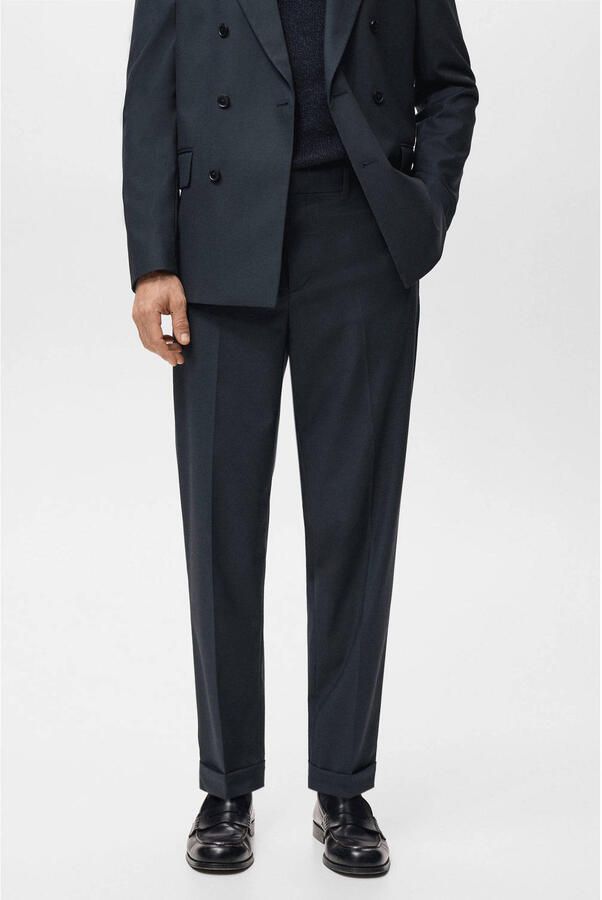Mango Man slim pantalon donkerblauw