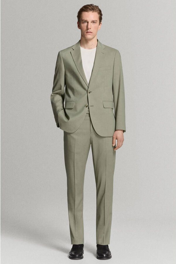 Mango Man slim pantalon groen - Foto 3
