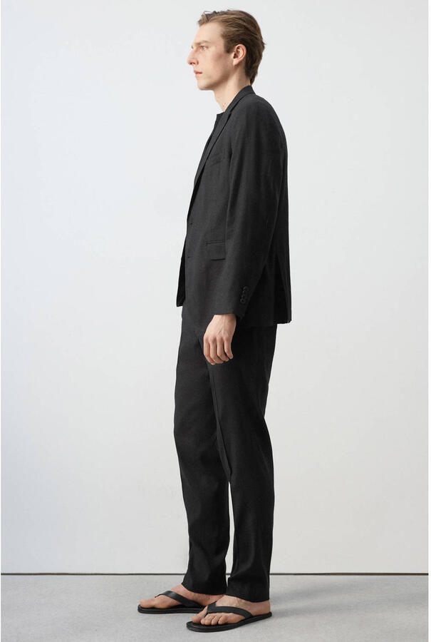Mango Man slim pantalon met linnen black denim - Foto 2