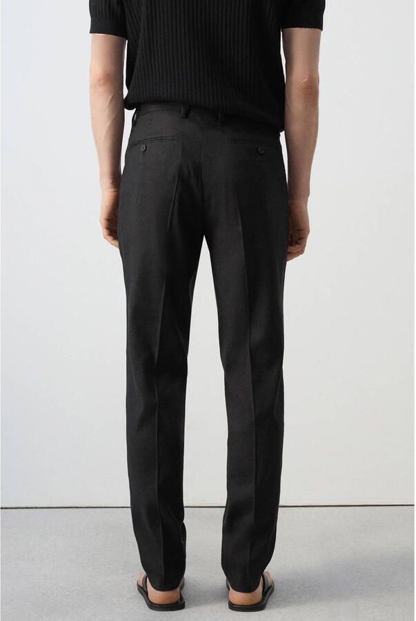 Mango Man slim pantalon met linnen black denim - Foto 3