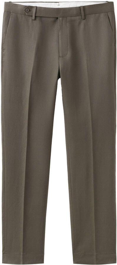 Mango Man slim pantalon met linnen bruin