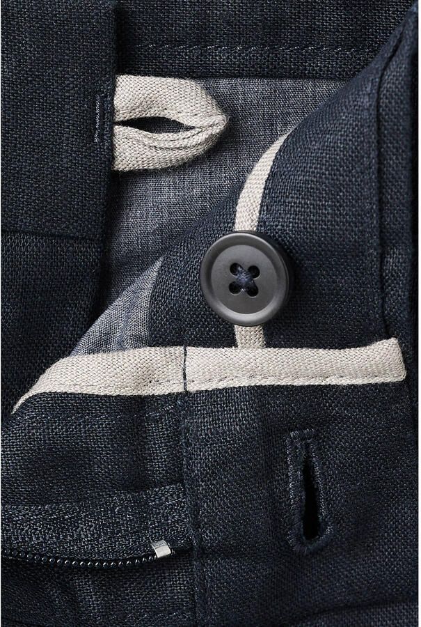 Mango Man slim pantalon met linnen donkerblauw - Foto 2