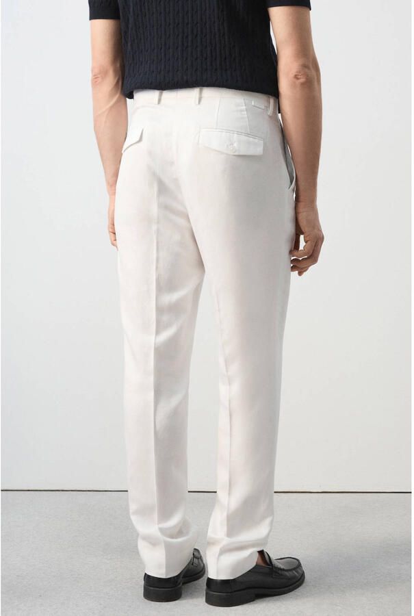 Mango Man slim pantalon met linnen wit - Foto 2