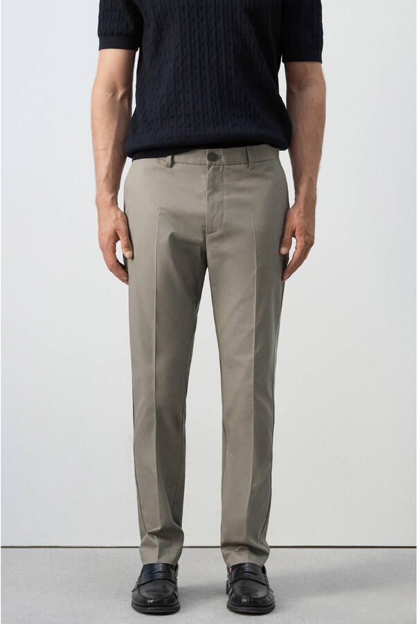 Mango Man slim pantalon taupe