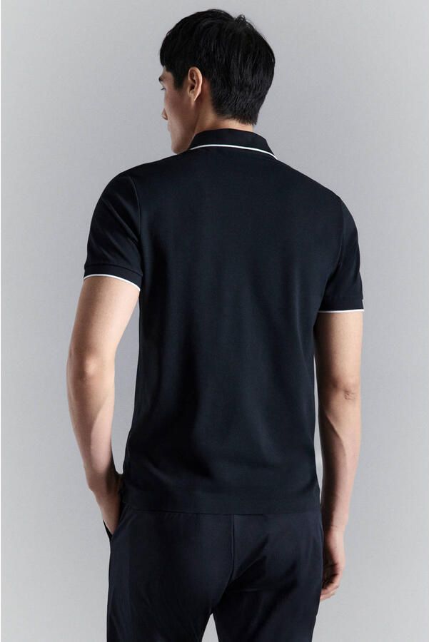 Mango Man slim polo donkerblauw - Foto 3