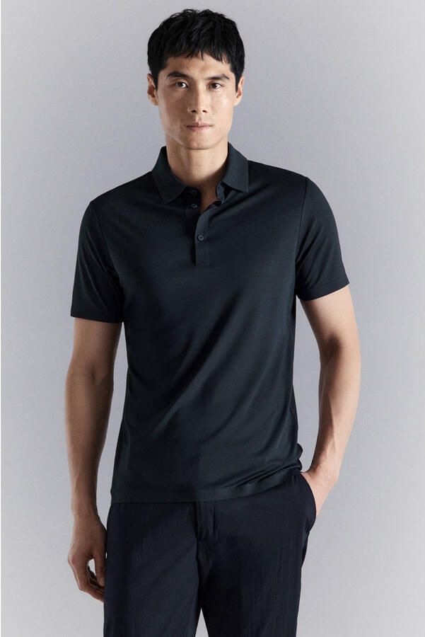 Mango Man slim polo donkerblauw