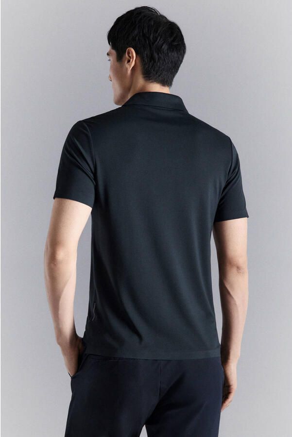Mango Man slim polo donkerblauw - Foto 3