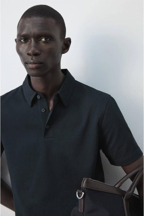 Mango Man slim polo donkerblauw - Foto 3