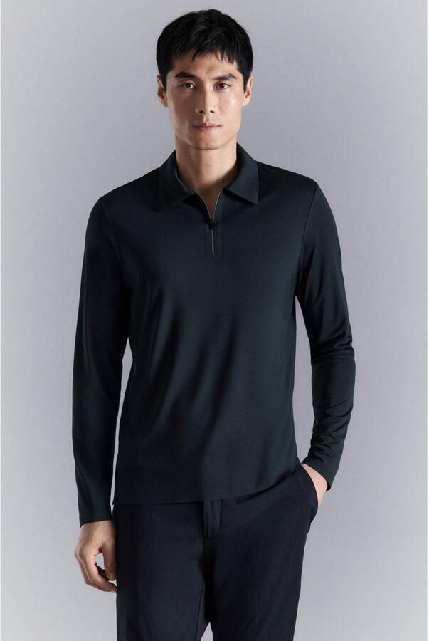Mango Man slim polo donkerblauw