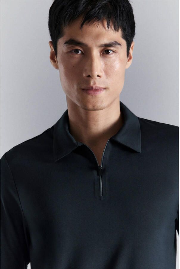 Mango Man slim polo donkerblauw - Foto 3