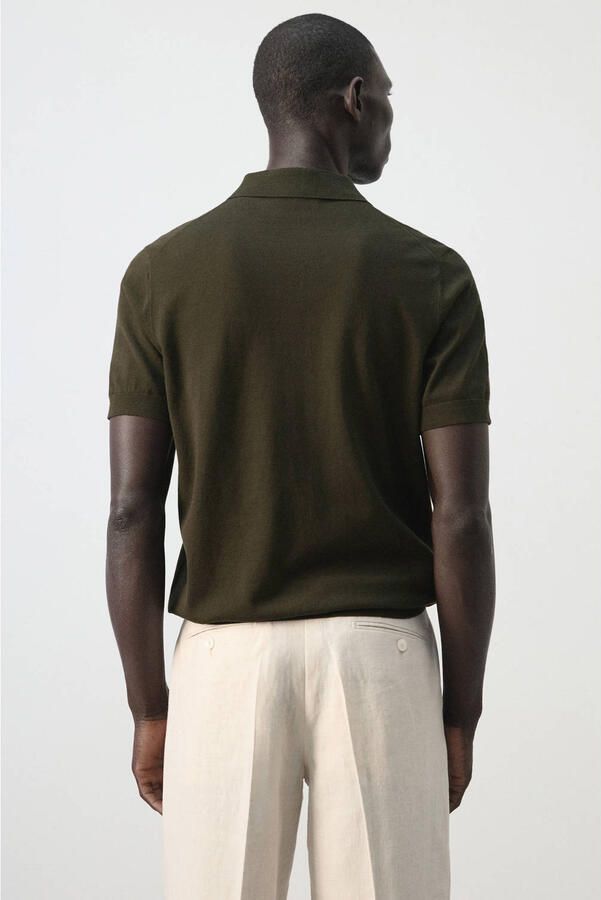 Mango Man slim polo fijn gebreid donkerbruin - Foto 3