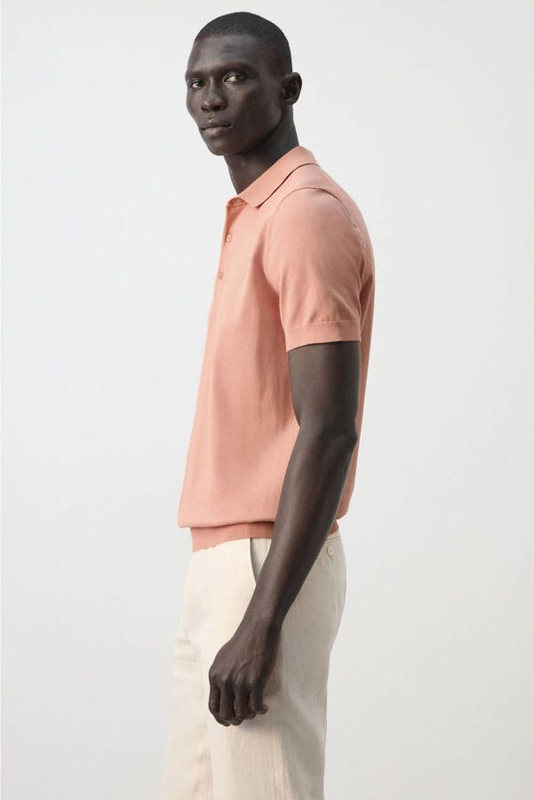 Mango Man slim polo fijn gebreid oranje - Foto 3
