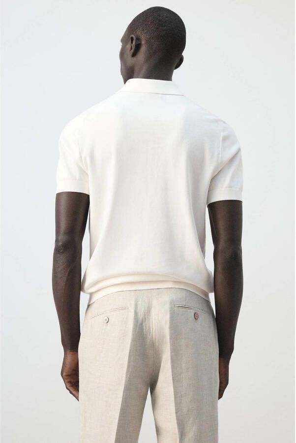 Mango Man slim polo fijn gebreid wit - Foto 2