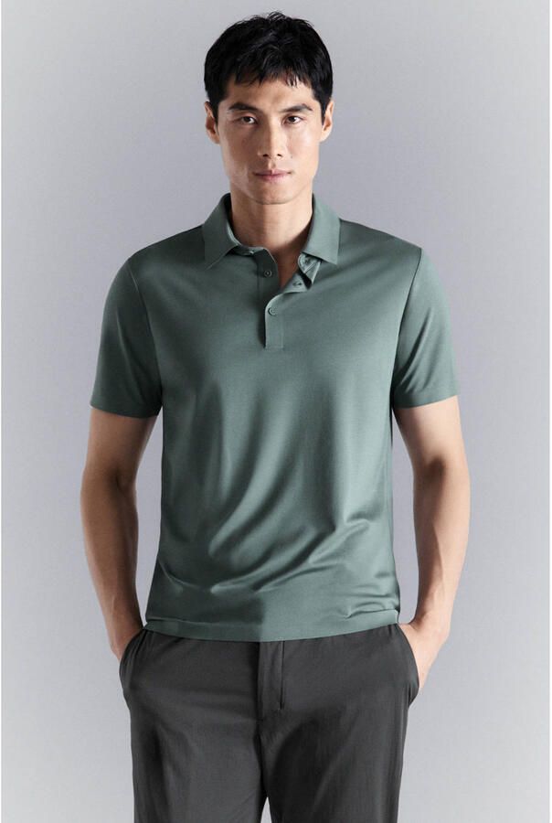 Mango Man slim polo groen
