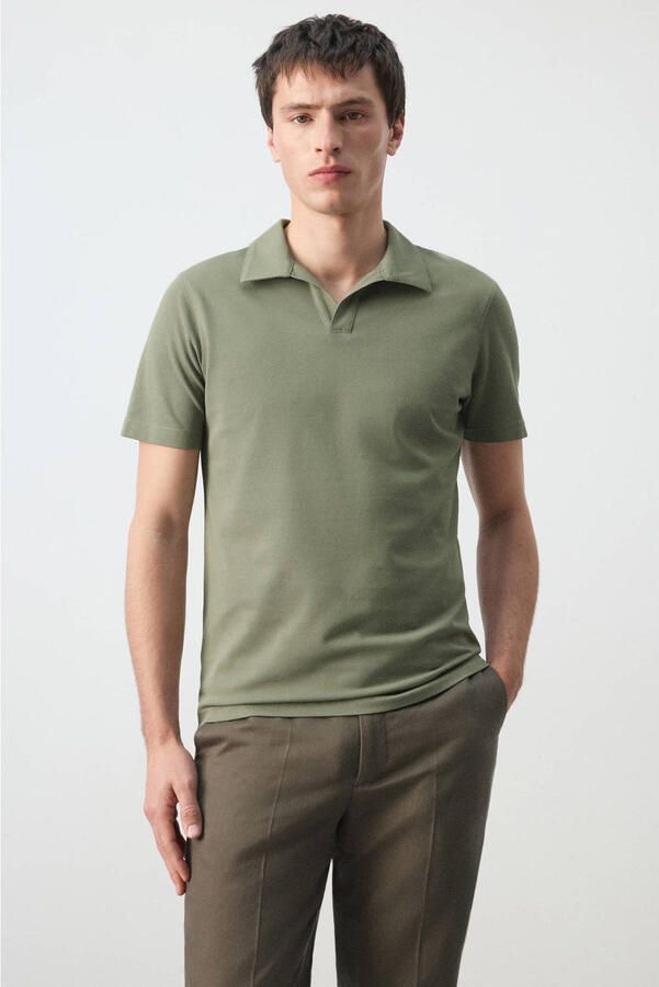 Mango Man slim polo groen