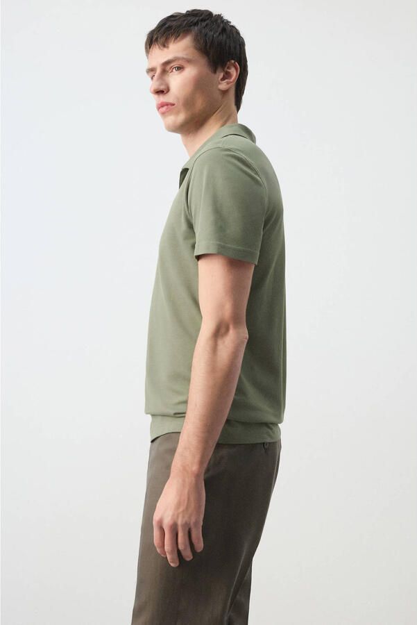 Mango Man slim polo groen - Foto 3
