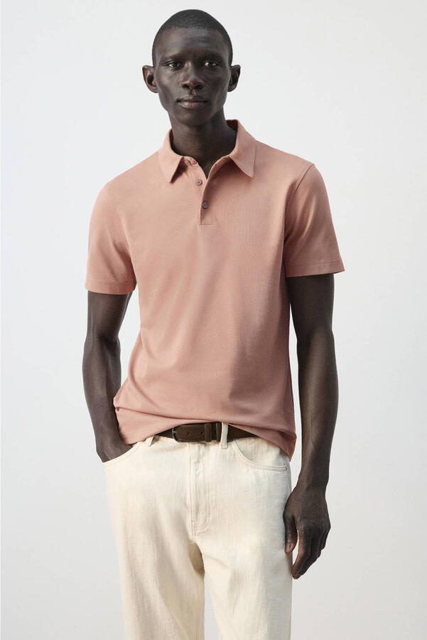 Mango Man slim polo oranje