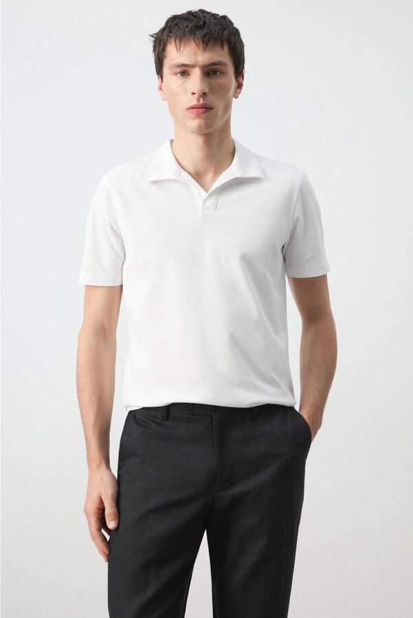 Mango Man slim polo wit