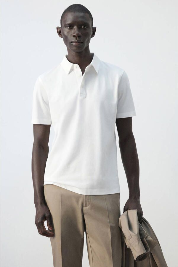 Mango Man slim polo wit