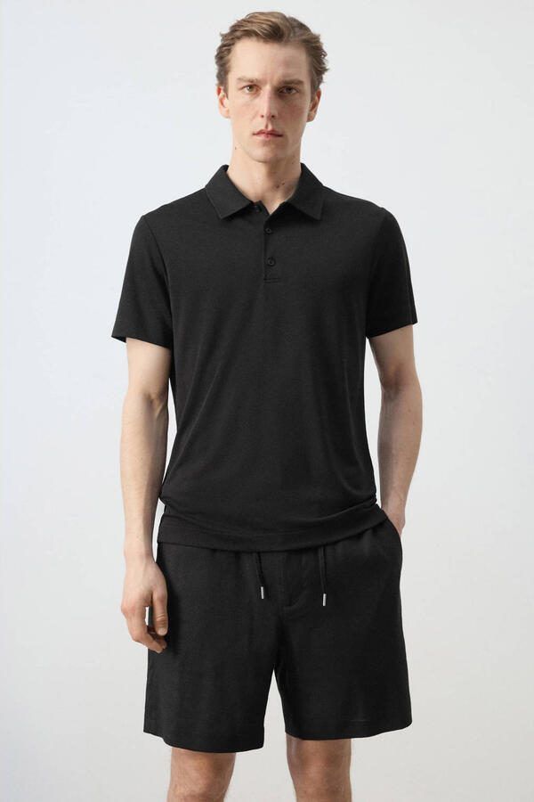 Mango Man slim polo zwart
