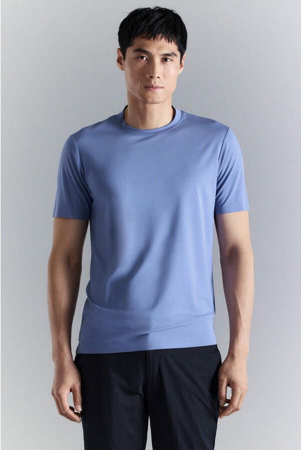 Mango Man slim T-shirt blauw