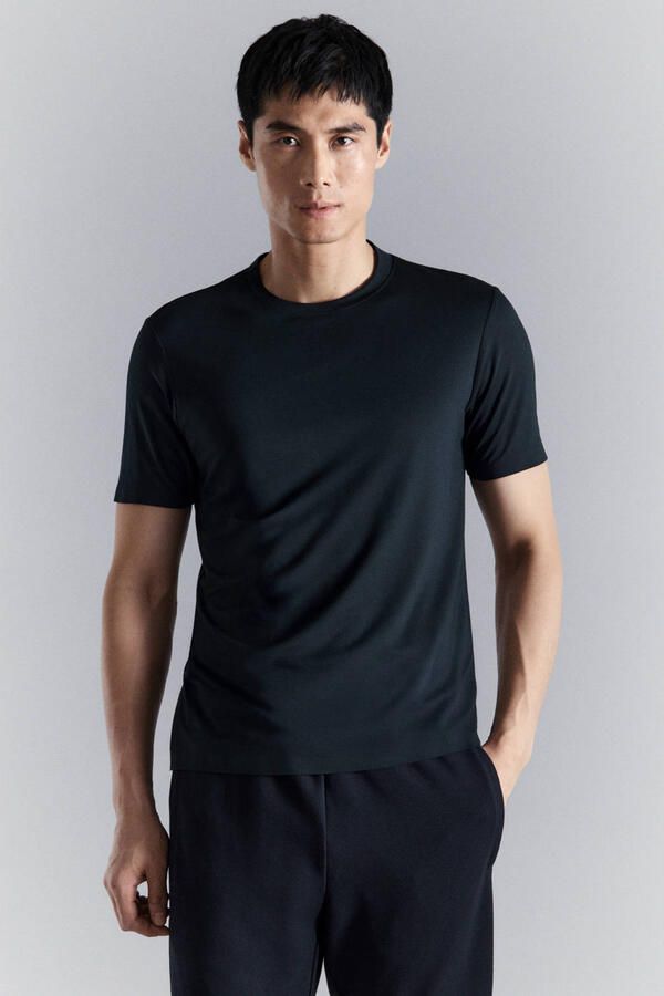Mango Man slim T-shirt donkerblauw
