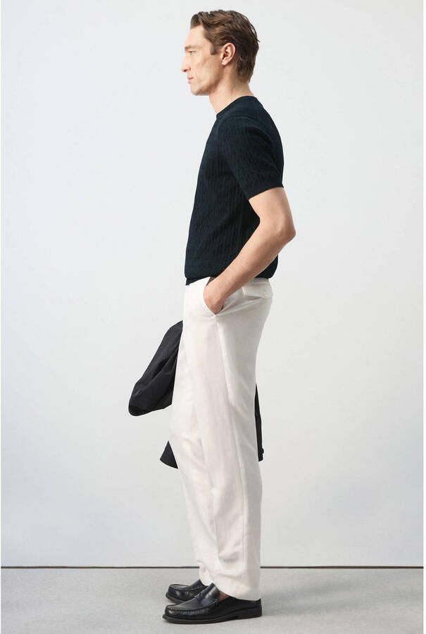 Mango Man slim T-shirt gebreid donkerblauw - Foto 3