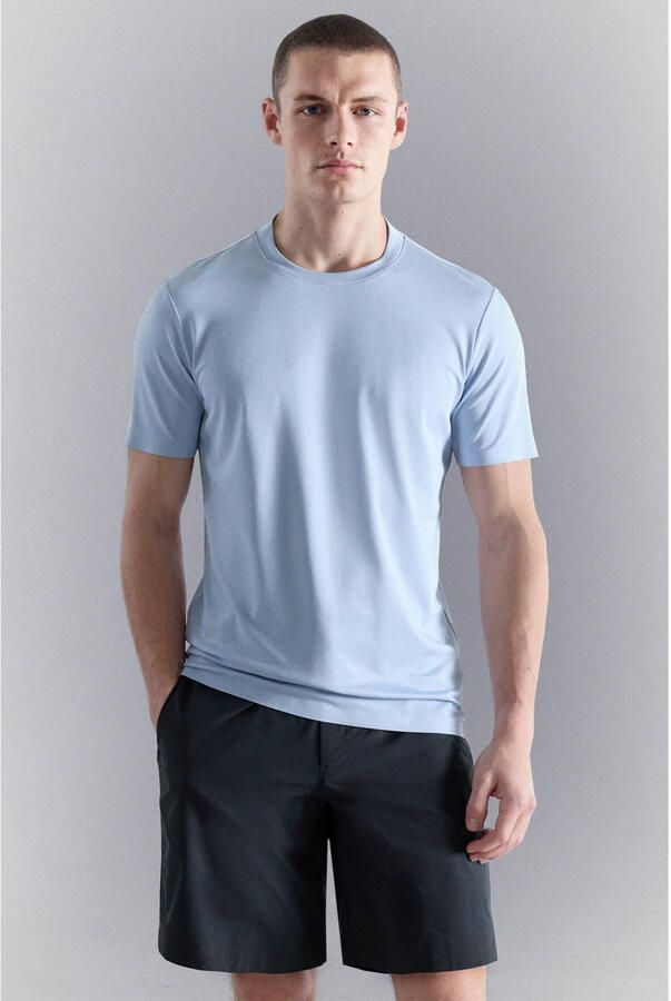 Mango Man slim T-shirt lichtblauw