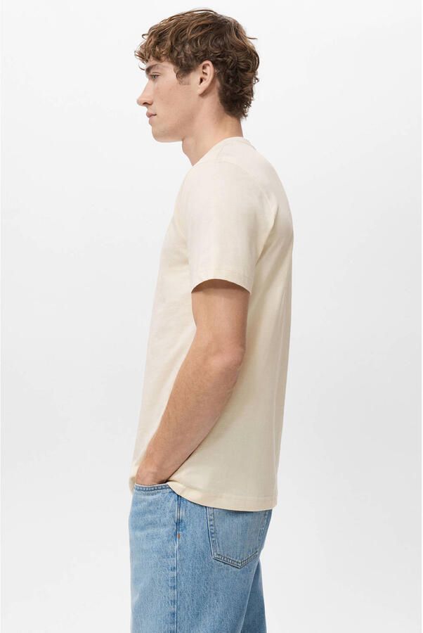 Mango Man slim T-shirt lichtgeel - Foto 3