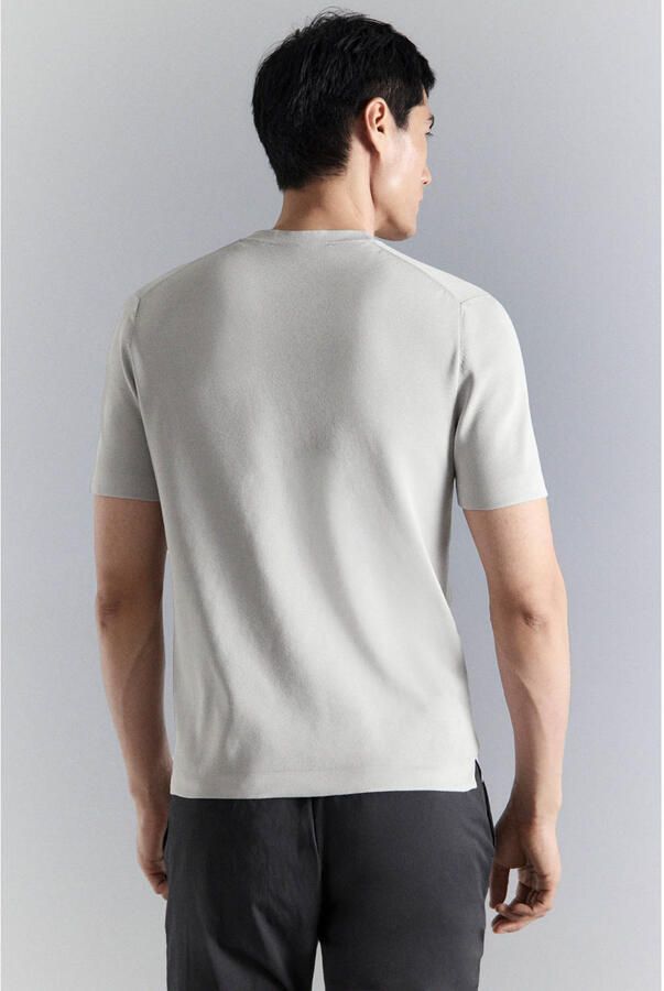 Mango Man slim T-shirt lichtgrijs - Foto 3