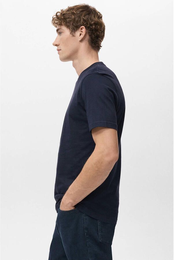 Mango Man slim T-shirt marineblauw