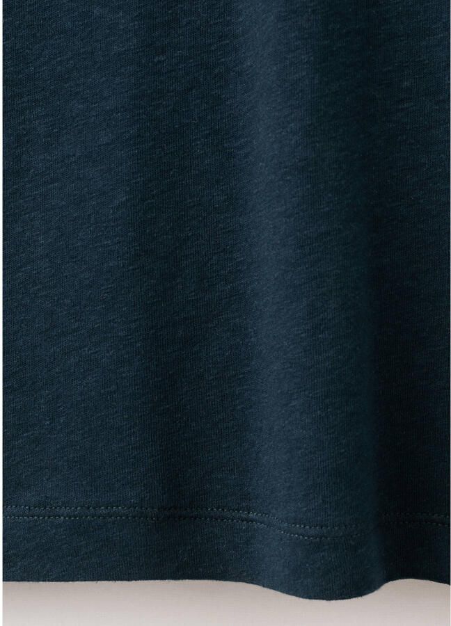 Mango Man slim T-shirt met linnen donkerblauw - Foto 2