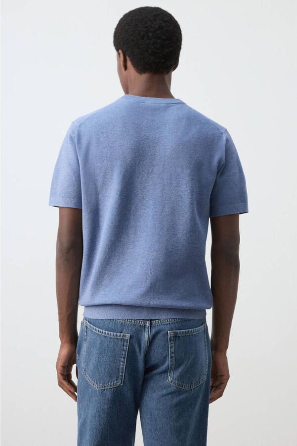 Mango Man slim T-shirt rib gebreid blauw - Foto 3