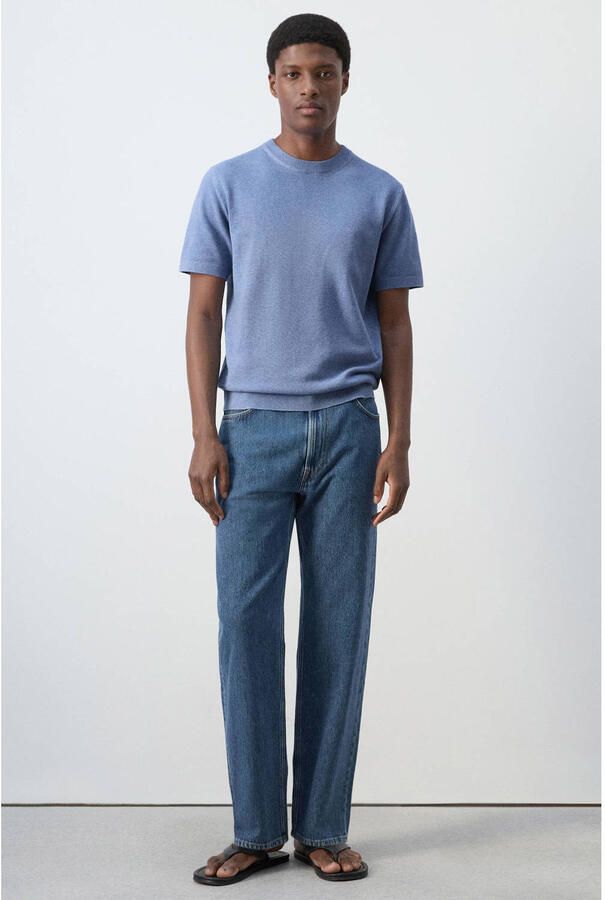 Mango Man slim T-shirt rib gebreid blauw - Foto 2