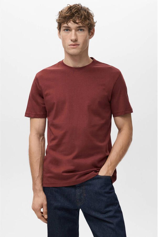 Mango Man slim T-shirt rood