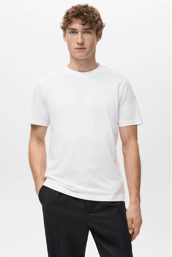 Mango Man slim T-shirt wit